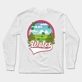 Wales retro travel logo Long Sleeve T-Shirt